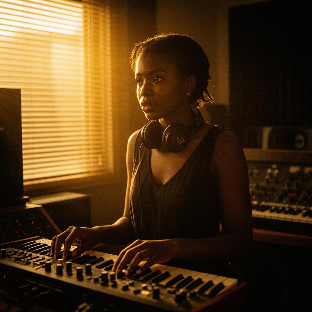 Artist at work in a warm-lit studio